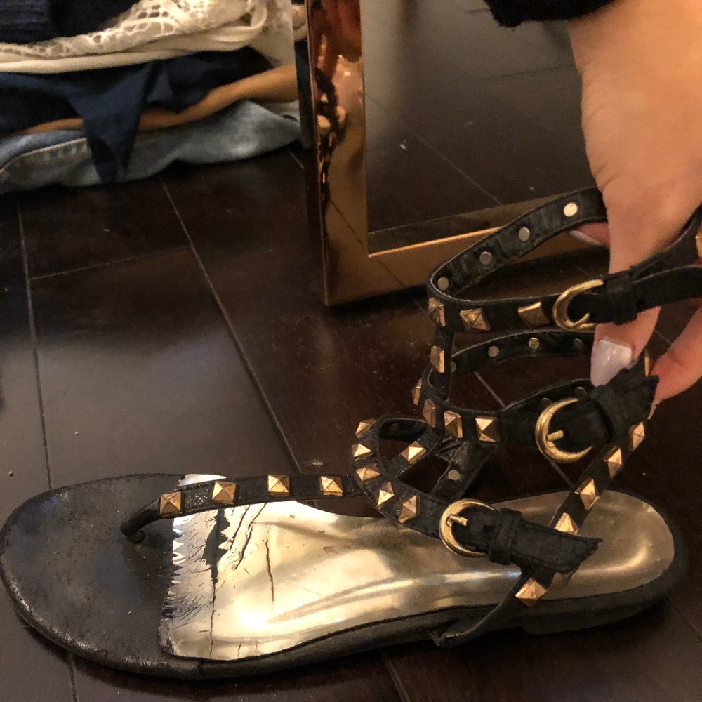 Black Studded Sandals